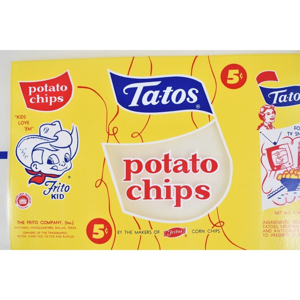 Vintage 1940's Frito Kid Ta-tos Potato Chips Wax Bag Pre-Frito-Lay New Old Stock